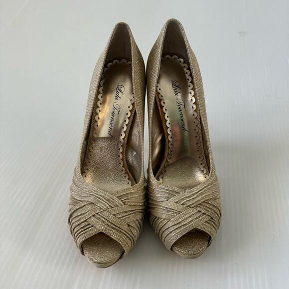 Lulu Townsend dressy metallic colored peep toe heels size 7.5 - Picture 2 of 9